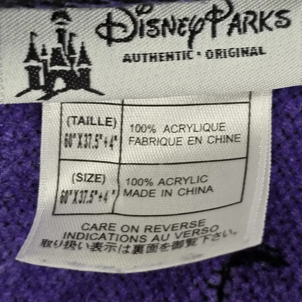 Disney Parks Scarf One Size Purple Black Haunted Mansion Reversible Fringe‎